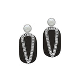 AE-1202-SHB Sterling Silver Earring With Black Shell & Pearl Jewelry Bali Designs Inc